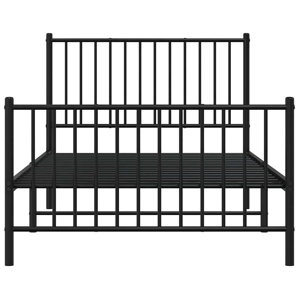 Metal Bed Frame without Mattress with Footboard Black 100x190cm
