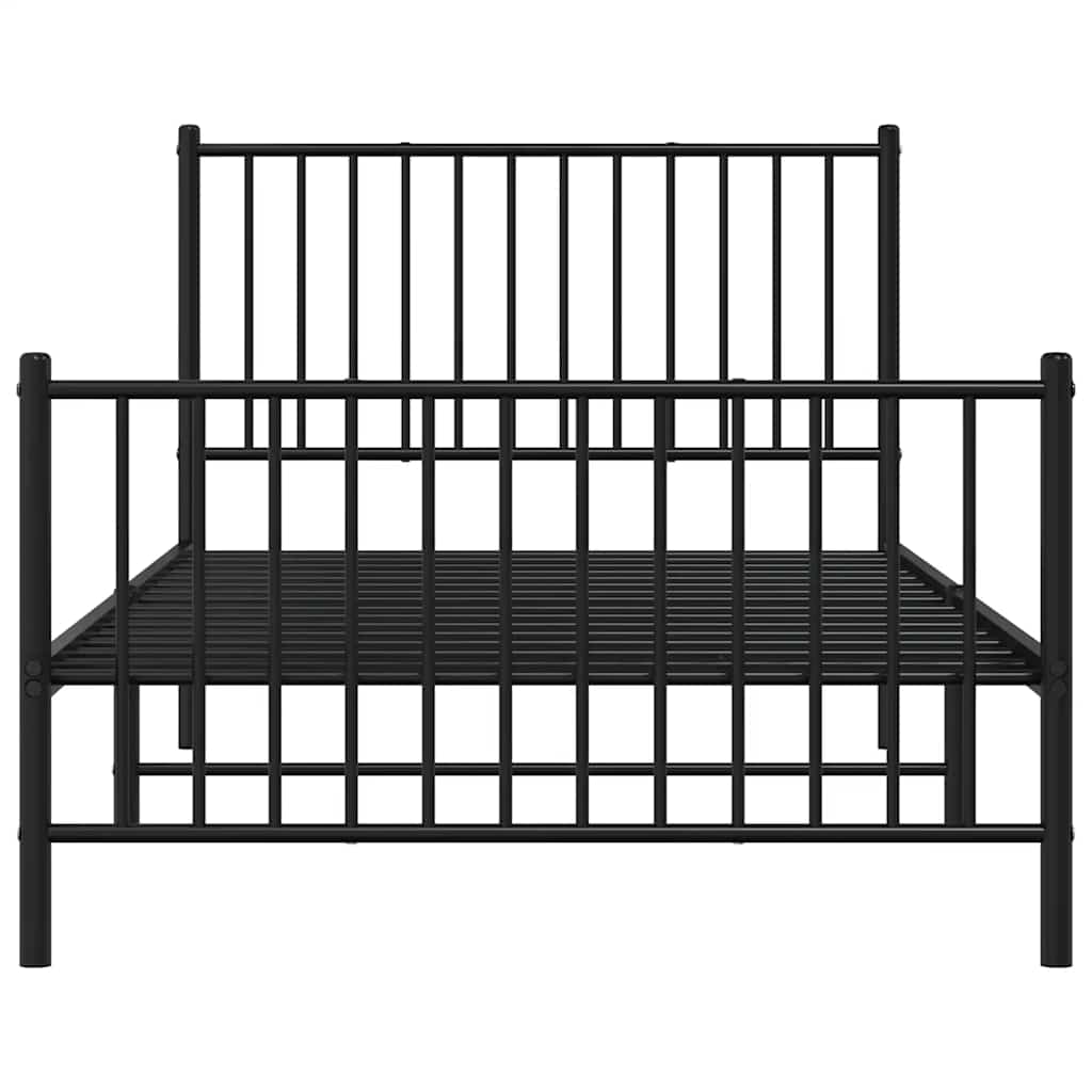 Metal Bed Frame without Mattress with Footboard Black 100x200cm