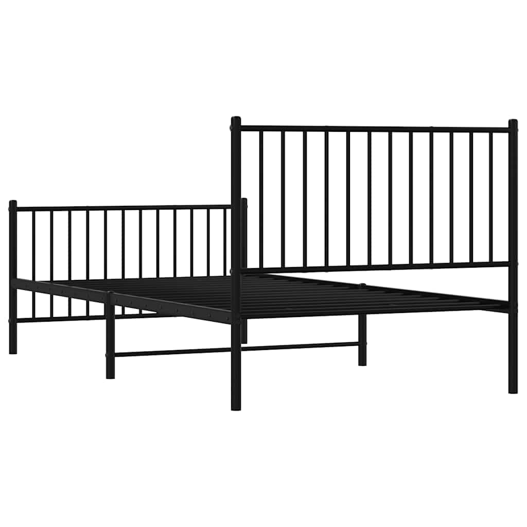 Metal Bed Frame without Mattress with Footboard Black 100x200cm
