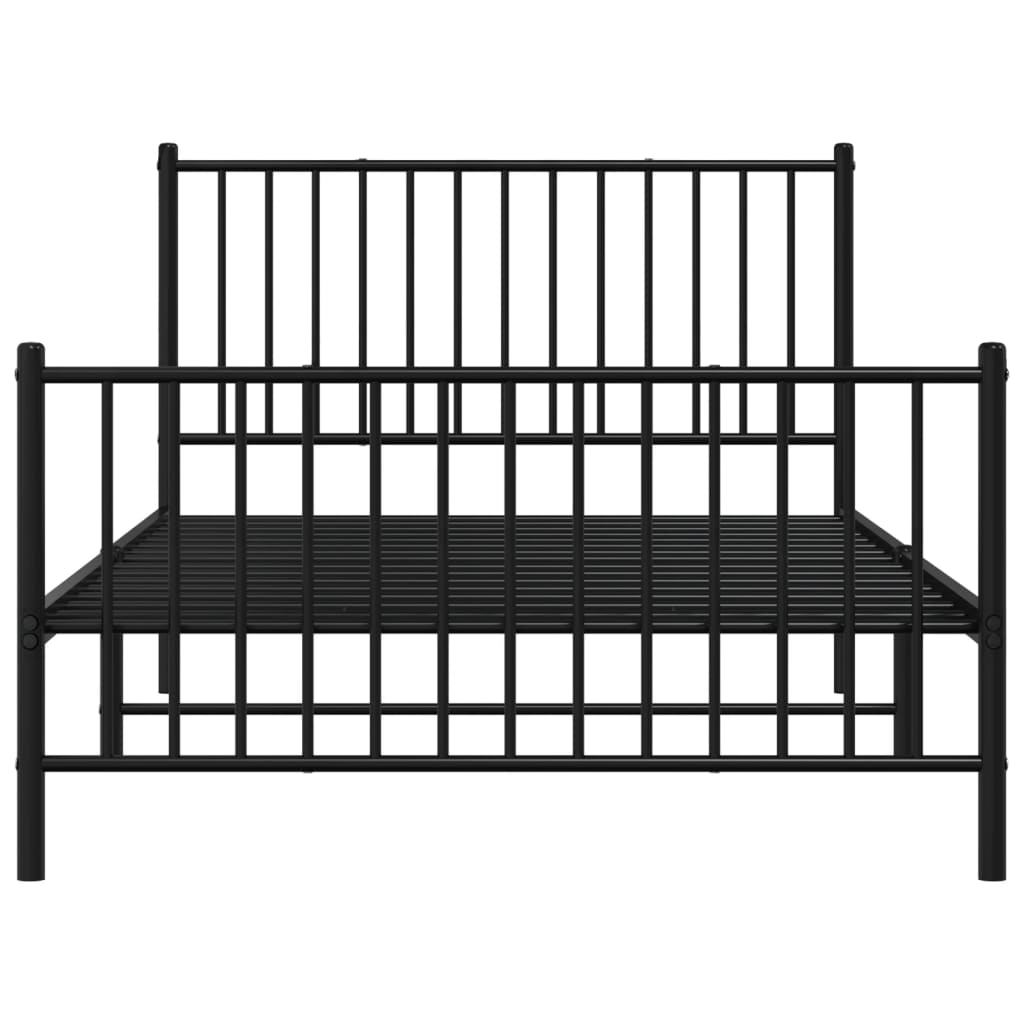 Metal Bed Frame without Mattress with Footboard Black 107x203cm