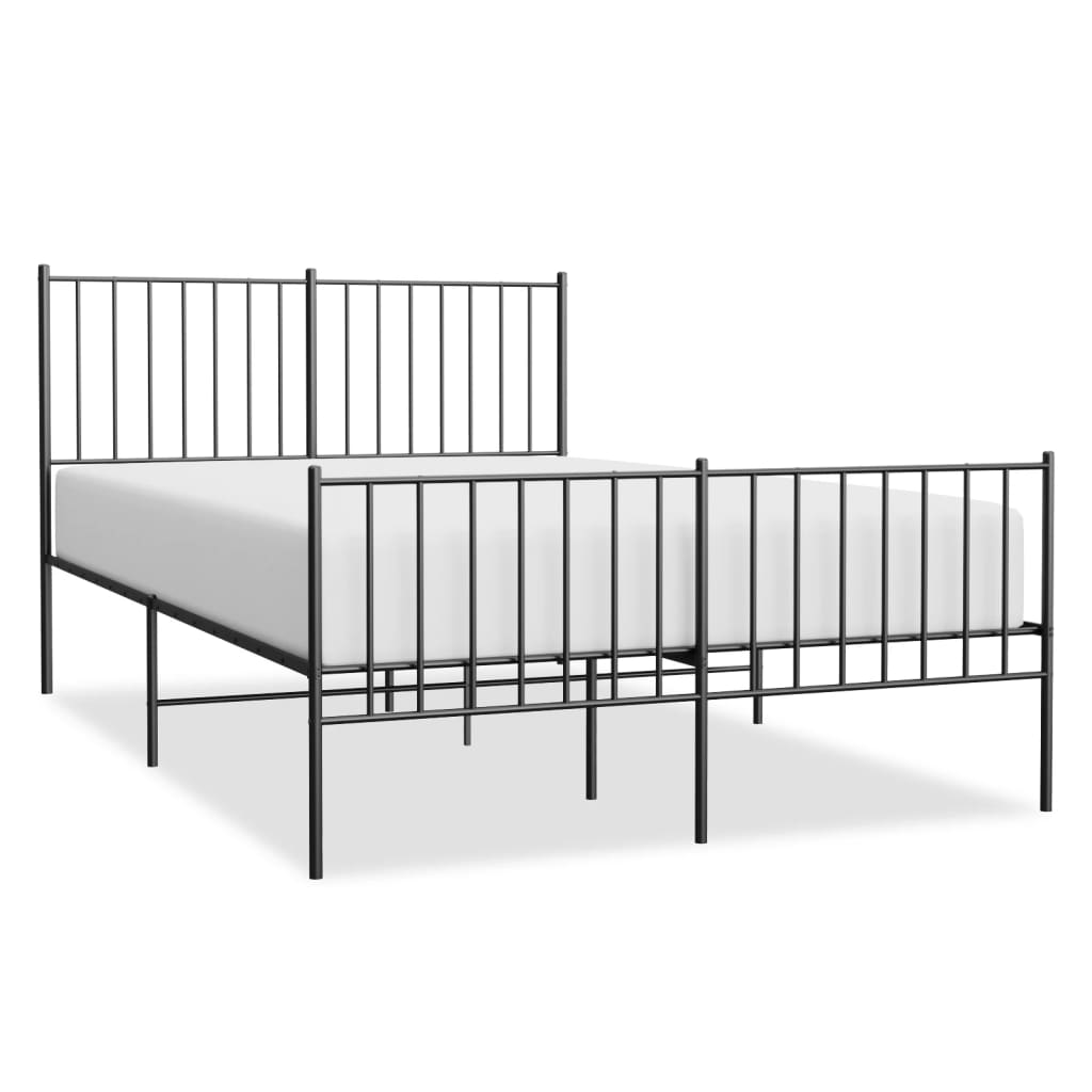 Metal Bed Frame without Mattress with Footboard Black 120x190cm