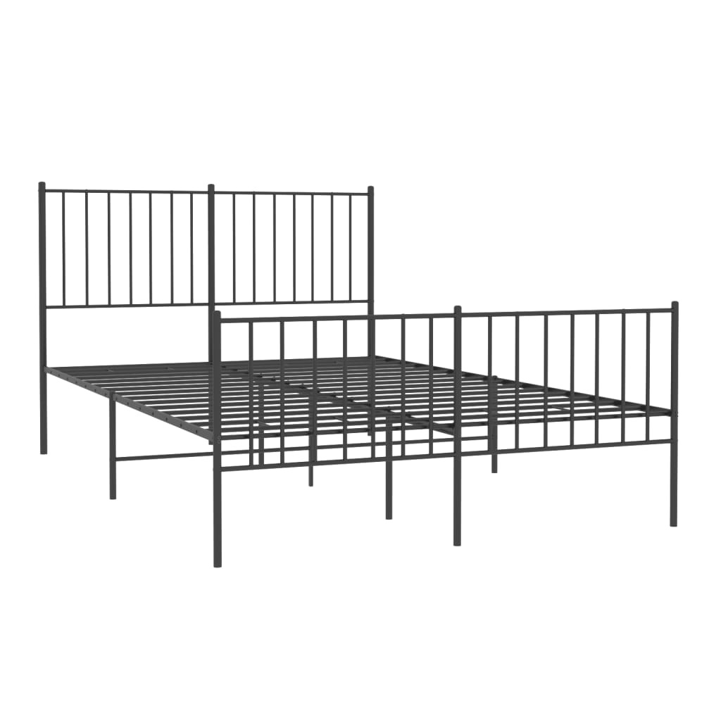 Metal Bed Frame without Mattress with Footboard Black 120x190cm