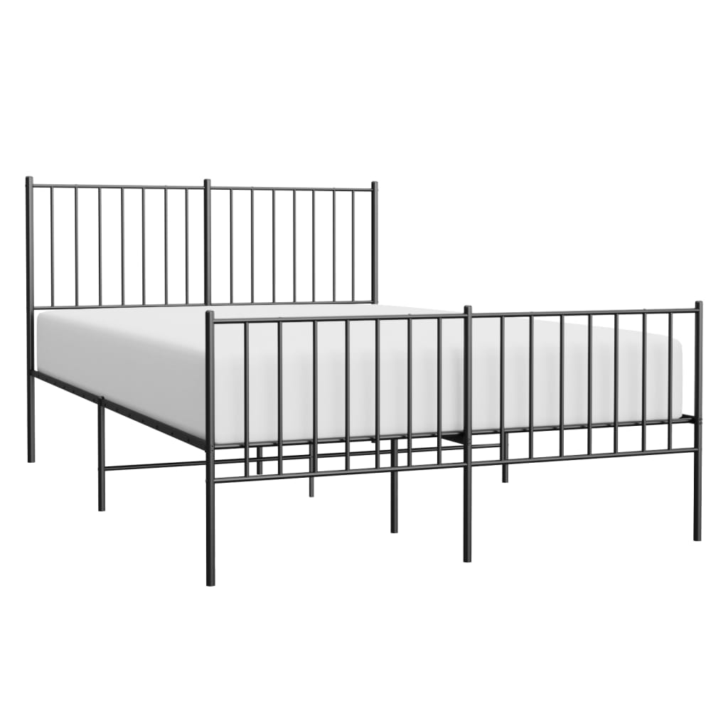 Metal Bed Frame without Mattress with Footboard Black 120x190cm