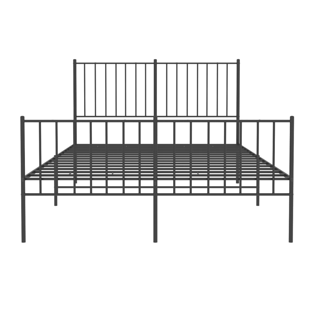 Metal Bed Frame without Mattress with Footboard Black 120x190cm