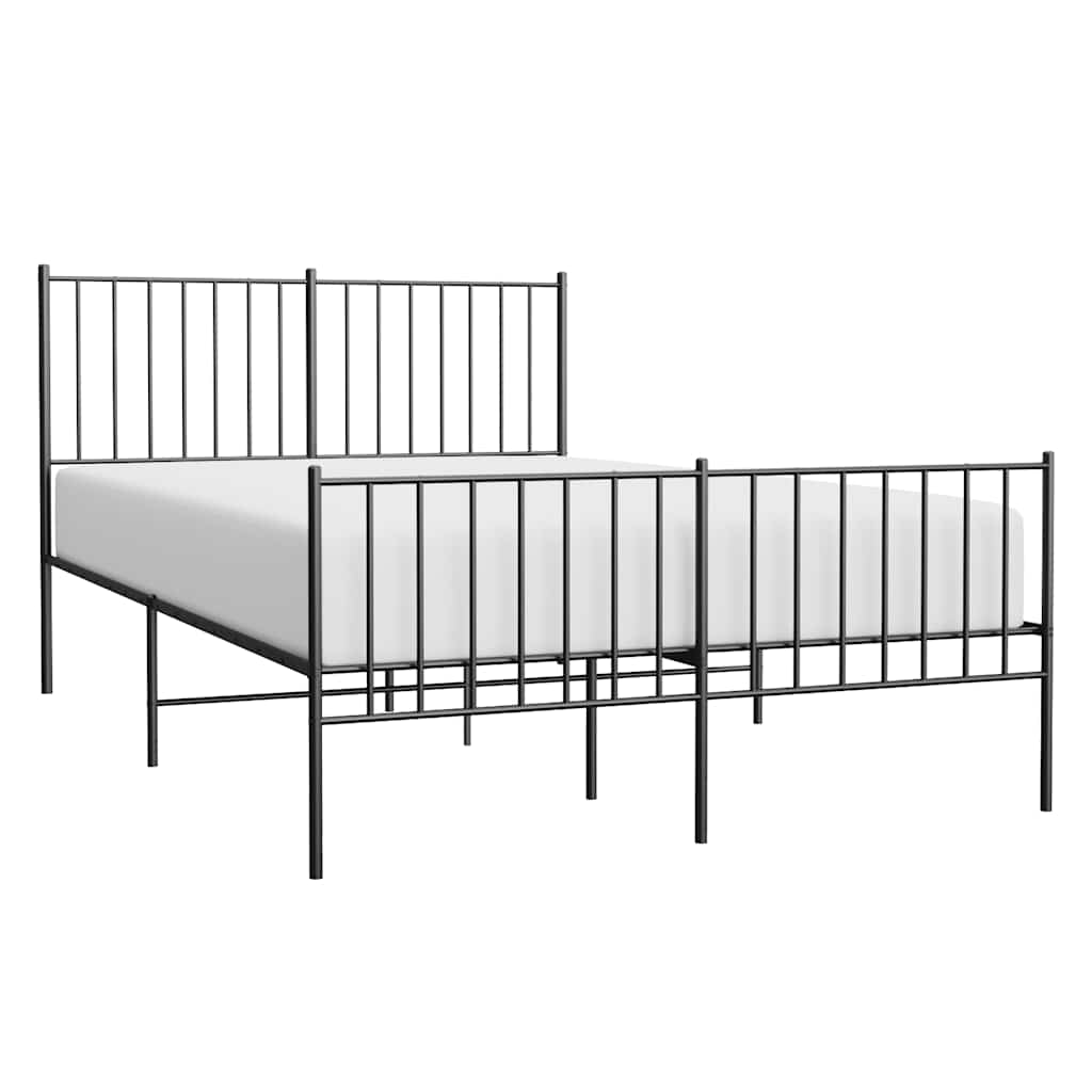 Metal Bed Frame without Mattress with Footboard Black 120x200cm