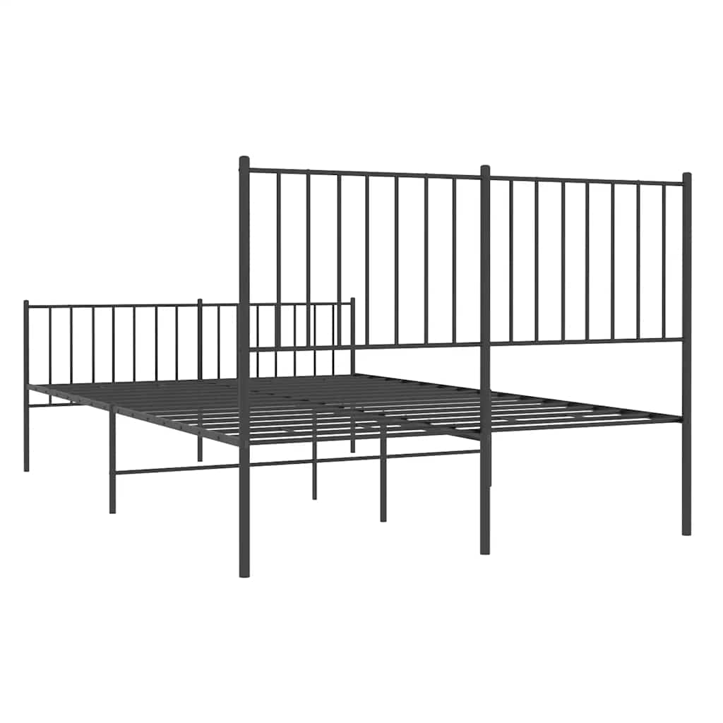 Metal Bed Frame without Mattress with Footboard Black 120x200cm