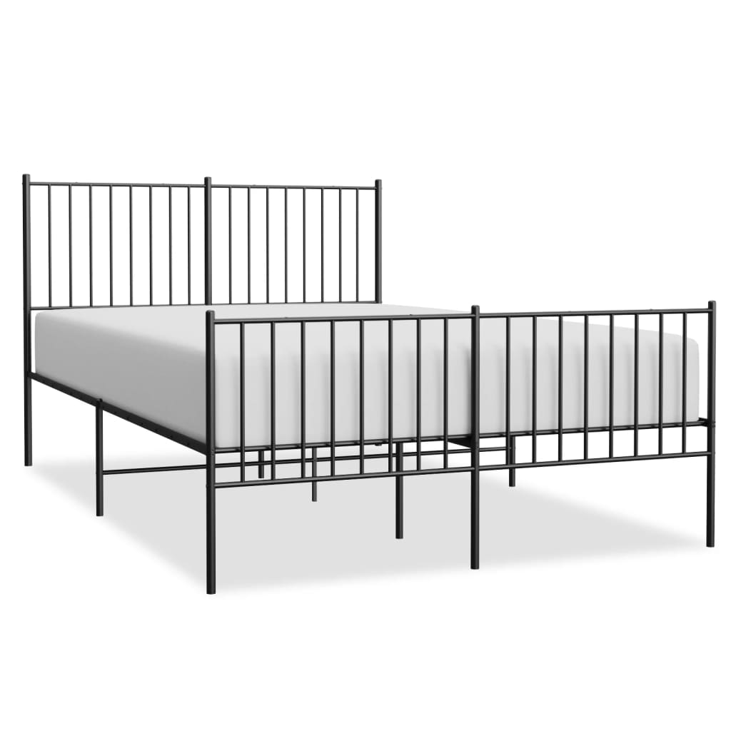 Metal Bed Frame without Mattress with Footboard Black 140x190cm