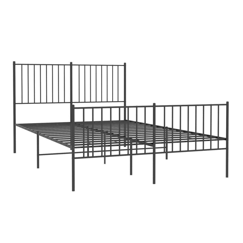 Metal Bed Frame without Mattress with Footboard Black 140x190cm