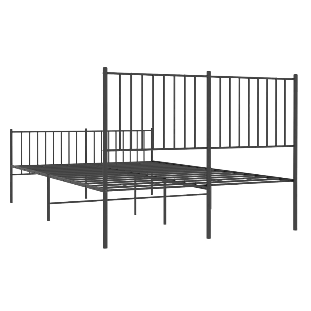 Metal Bed Frame without Mattress with Footboard Black 140x190cm
