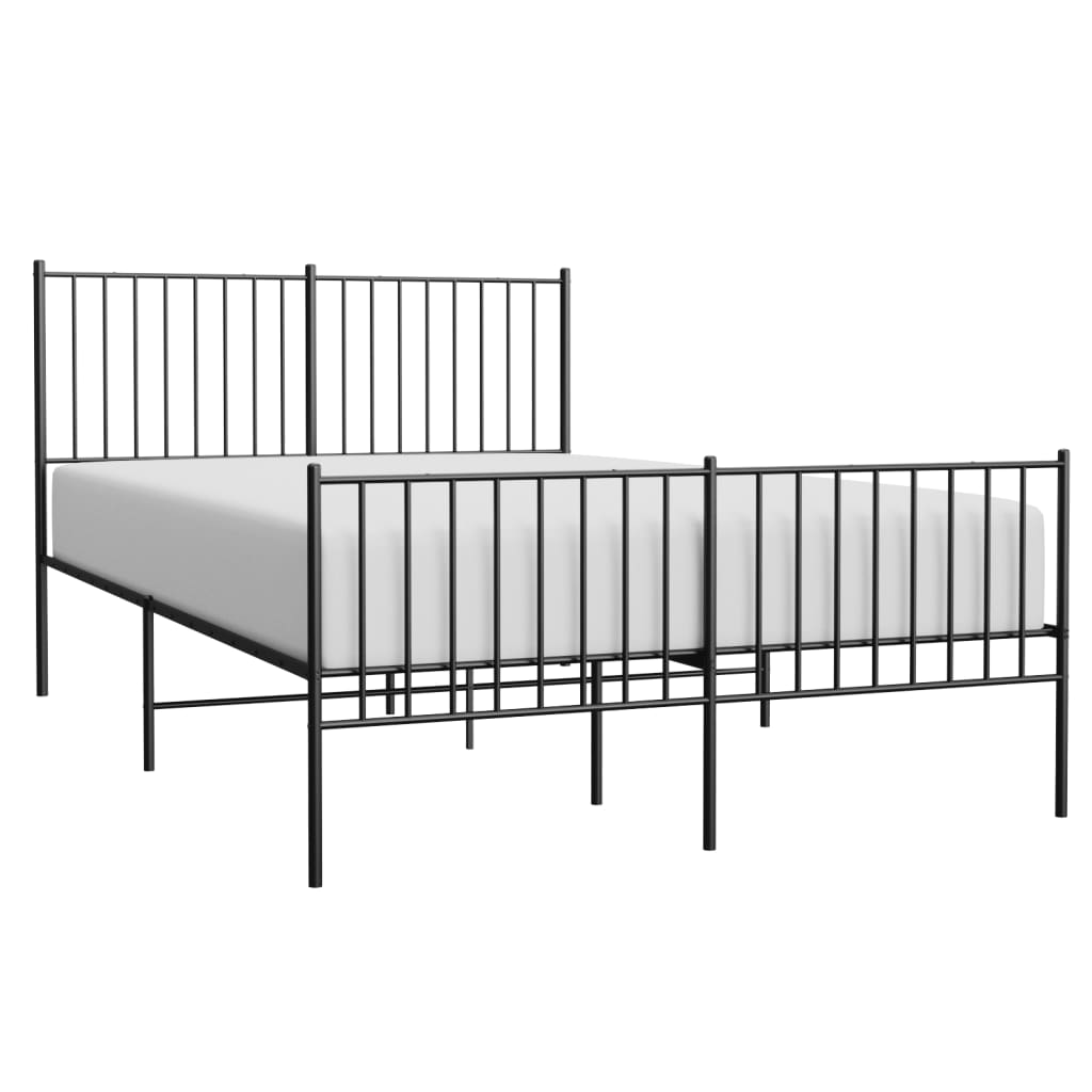 Metal Bed Frame without Mattress with Footboard Black 140x200cm