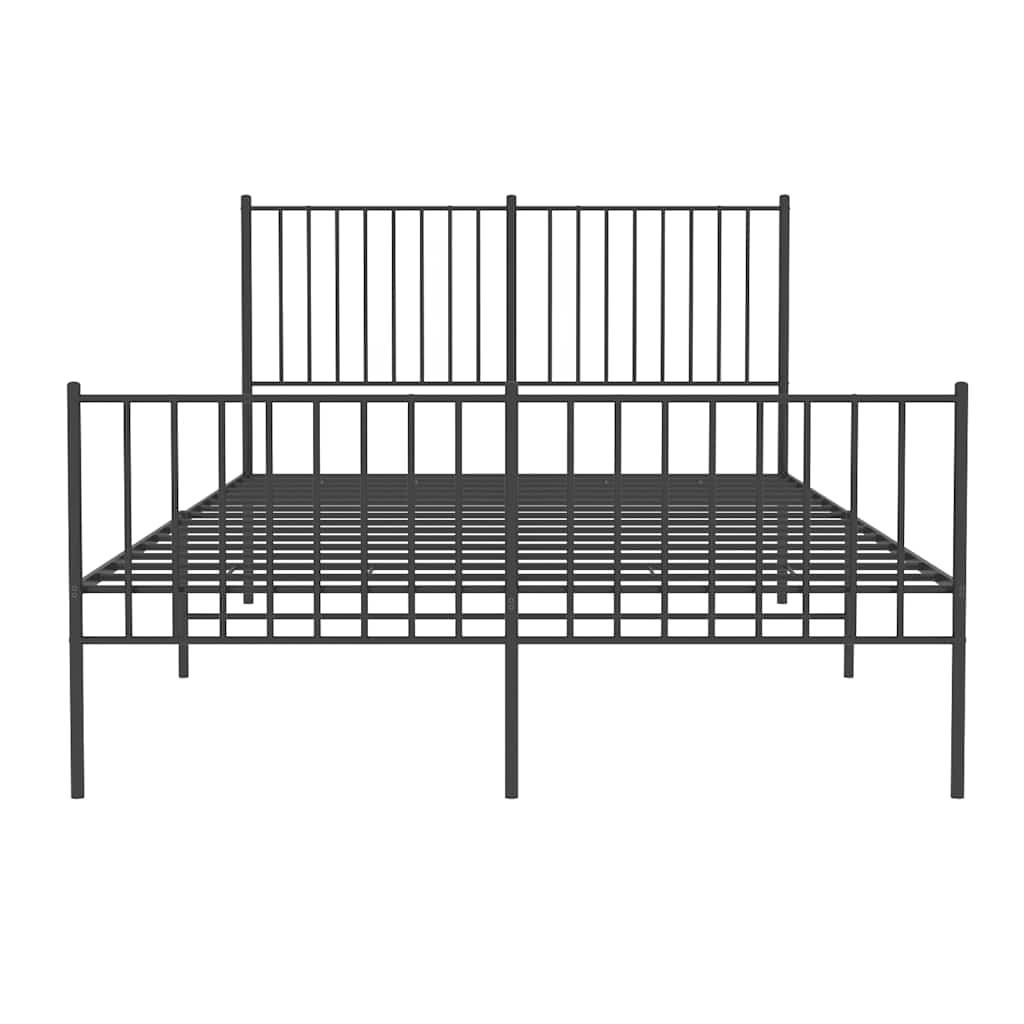 Metal Bed Frame without Mattress with Footboard Black 140x200cm