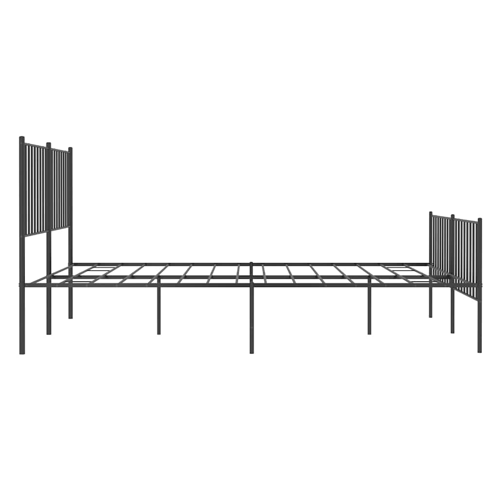 Metal Bed Frame without Mattress with Footboard Black 140x200cm
