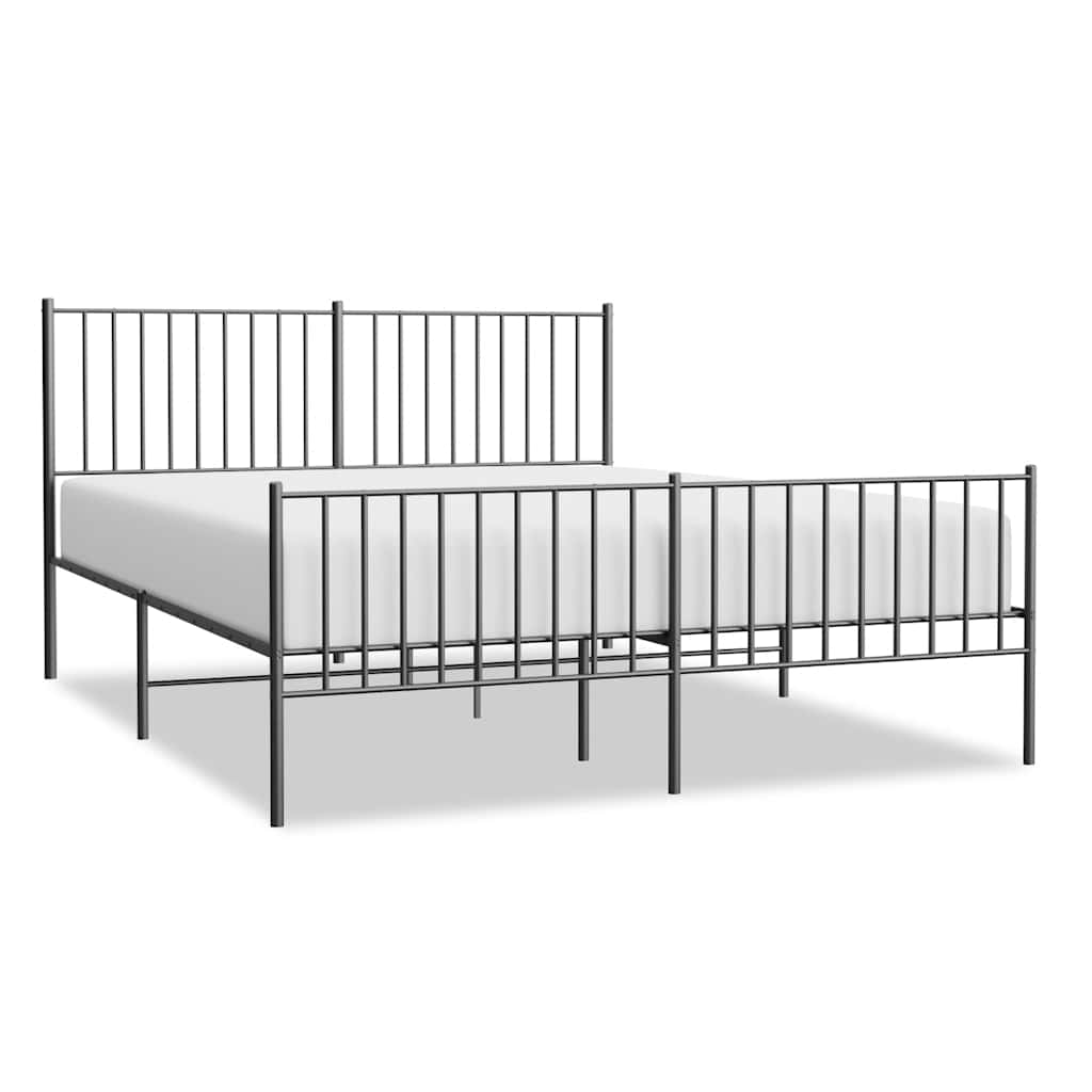 Metal Bed Frame without Mattress with Footboard Black 150x200cm