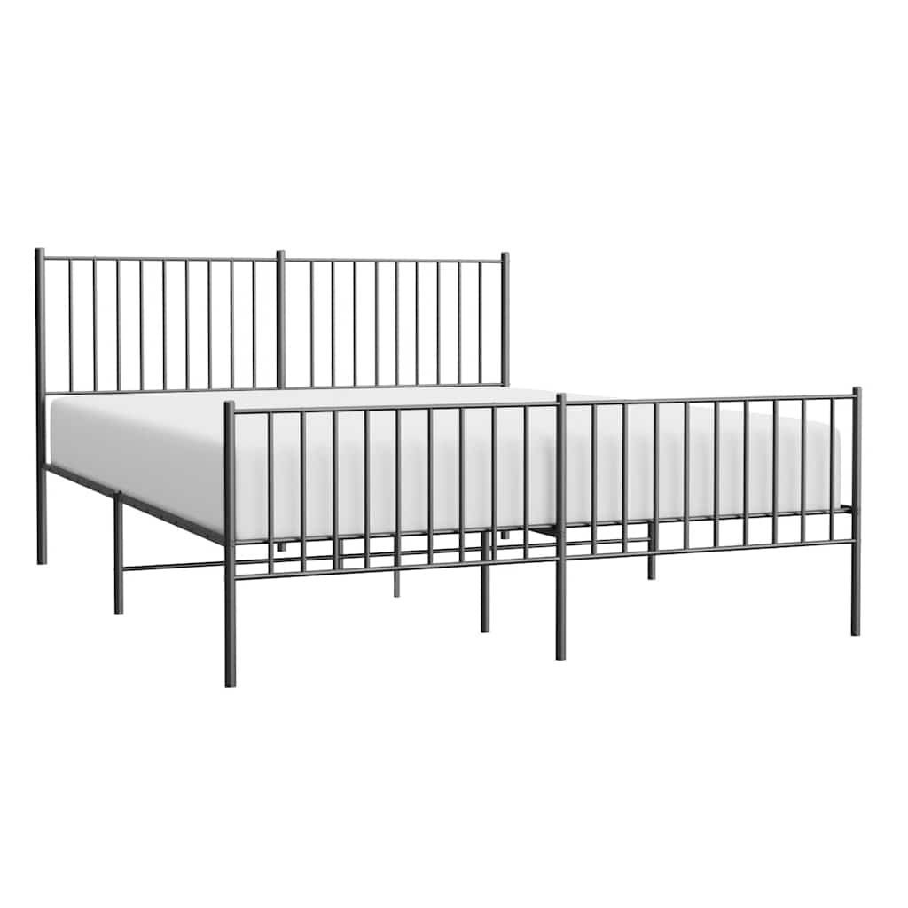 Metal Bed Frame without Mattress with Footboard Black 150x200cm