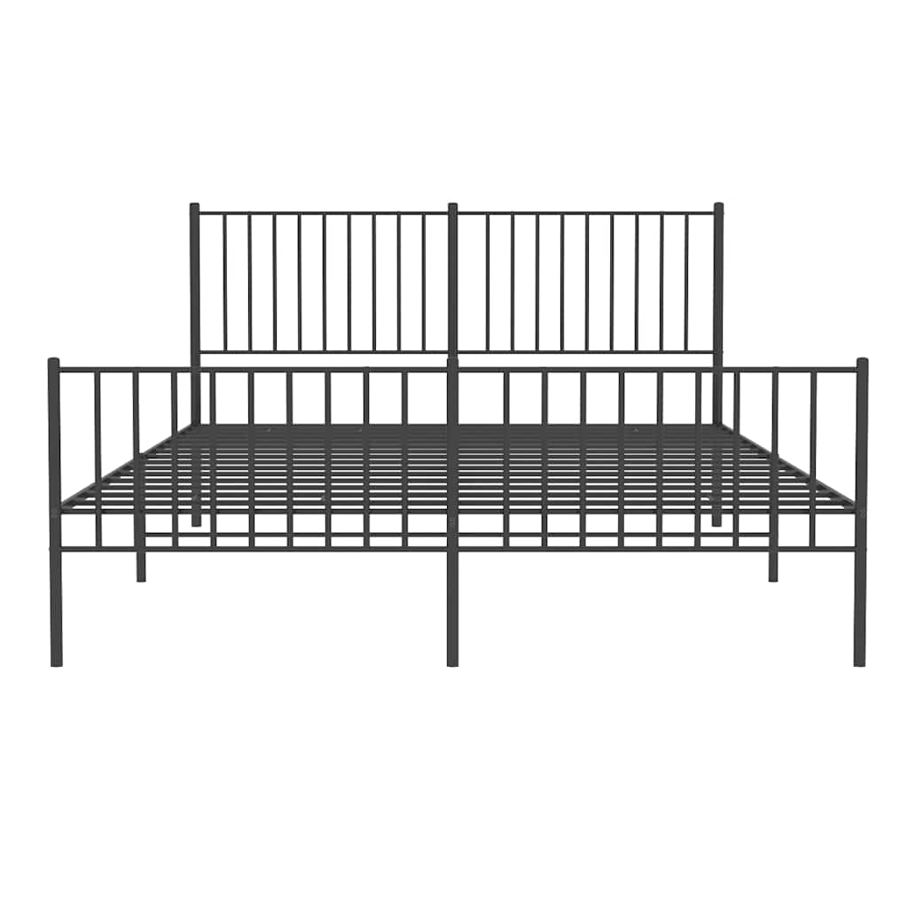 Metal Bed Frame without Mattress with Footboard Black 150x200cm
