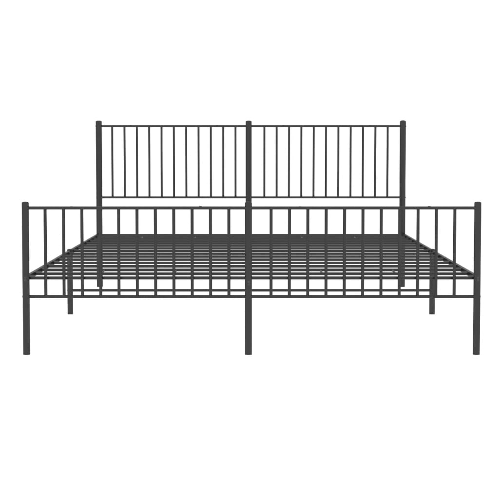 Metal Bed Frame without Mattress with Footboard Black 180x200cm