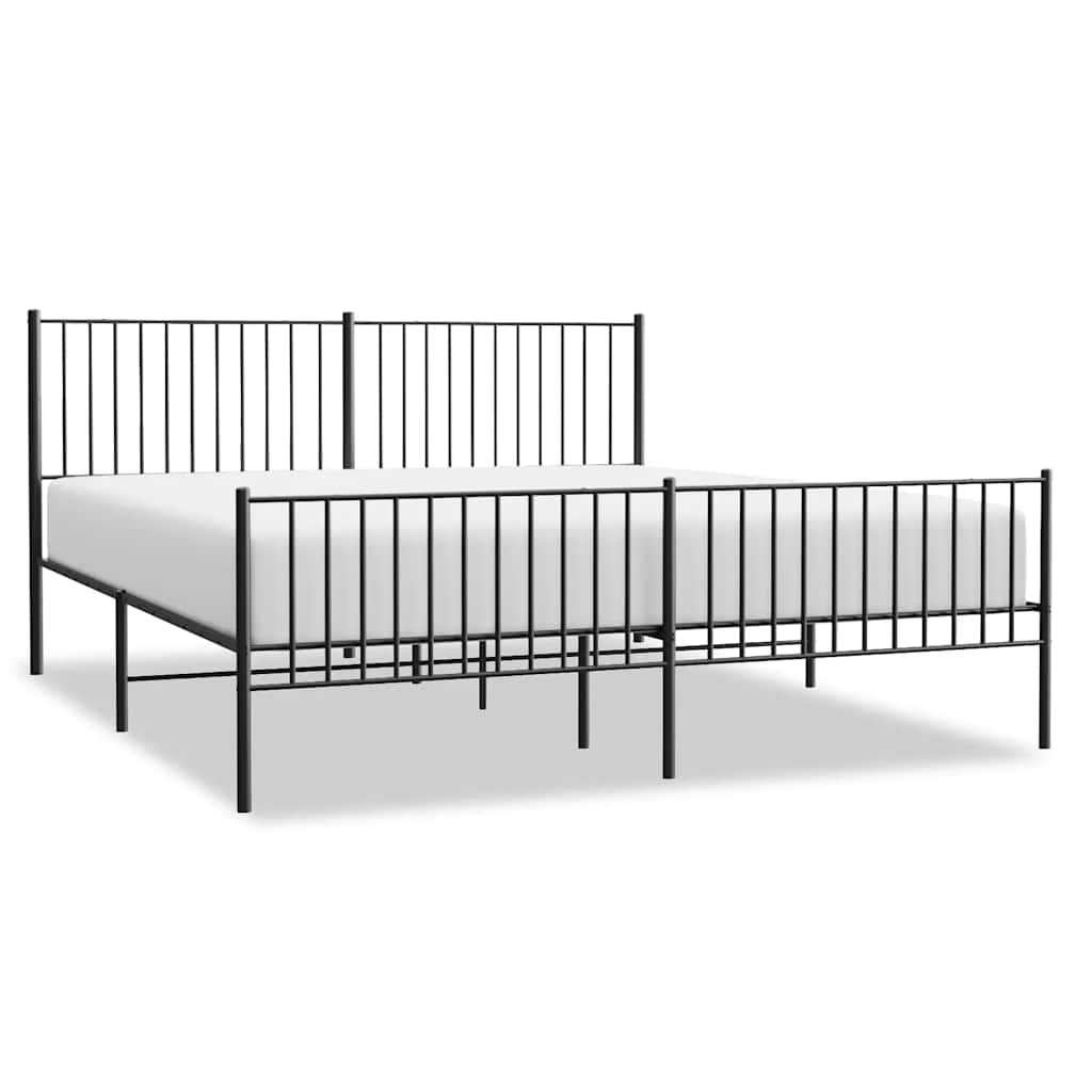 Metal Bed Frame without Mattress with Footboard Black 183x213cm