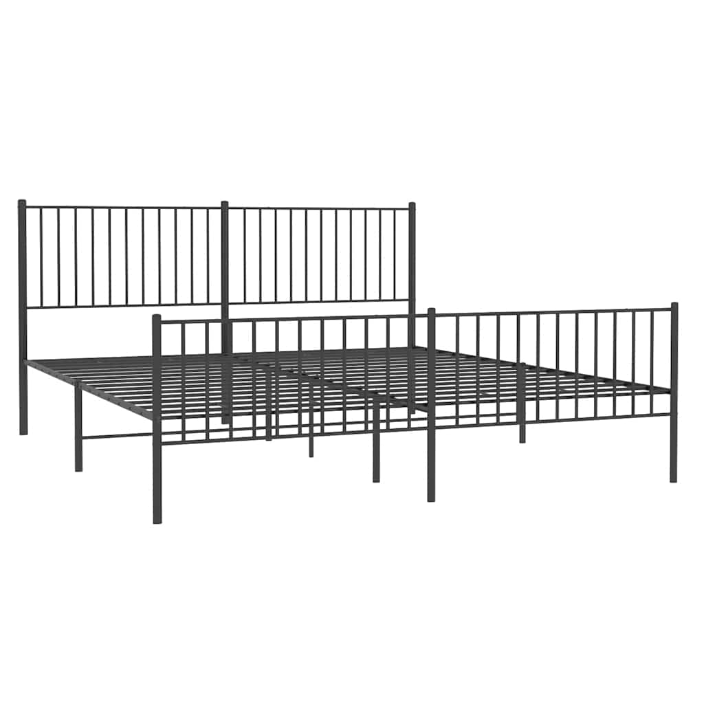 Metal Bed Frame without Mattress with Footboard Black 183x213cm