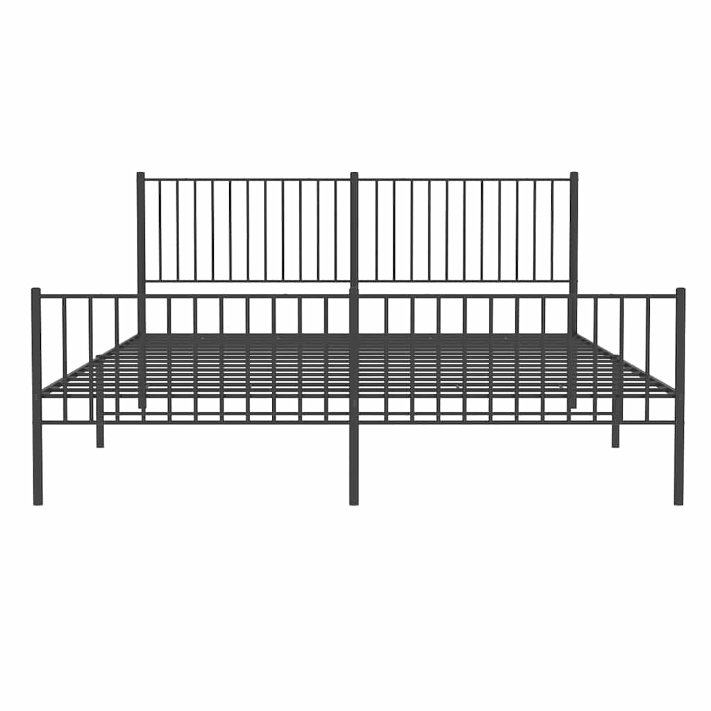 Metal Bed Frame without Mattress with Footboard Black 183x213cm