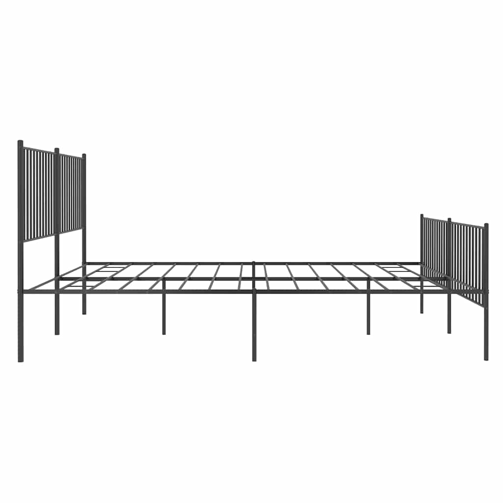 Metal Bed Frame without Mattress with Footboard Black 183x213cm