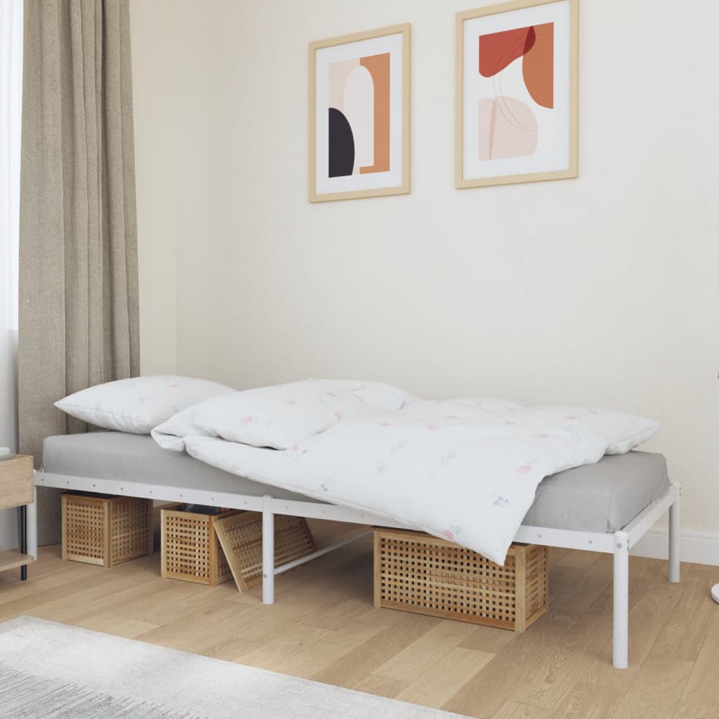 Metal Bed Frame without Mattress White 75x190cm