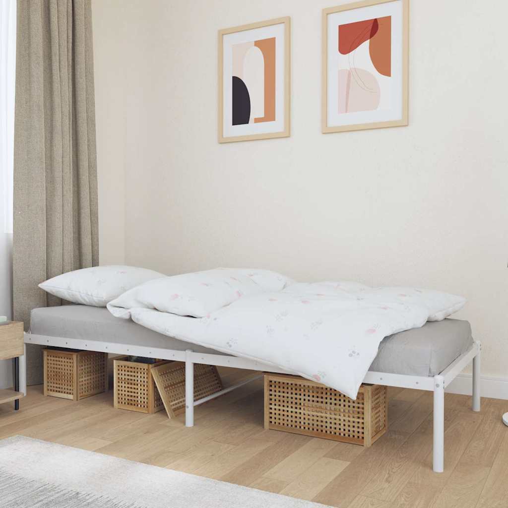 Metal Bed Frame without Mattress White 90x190cm
