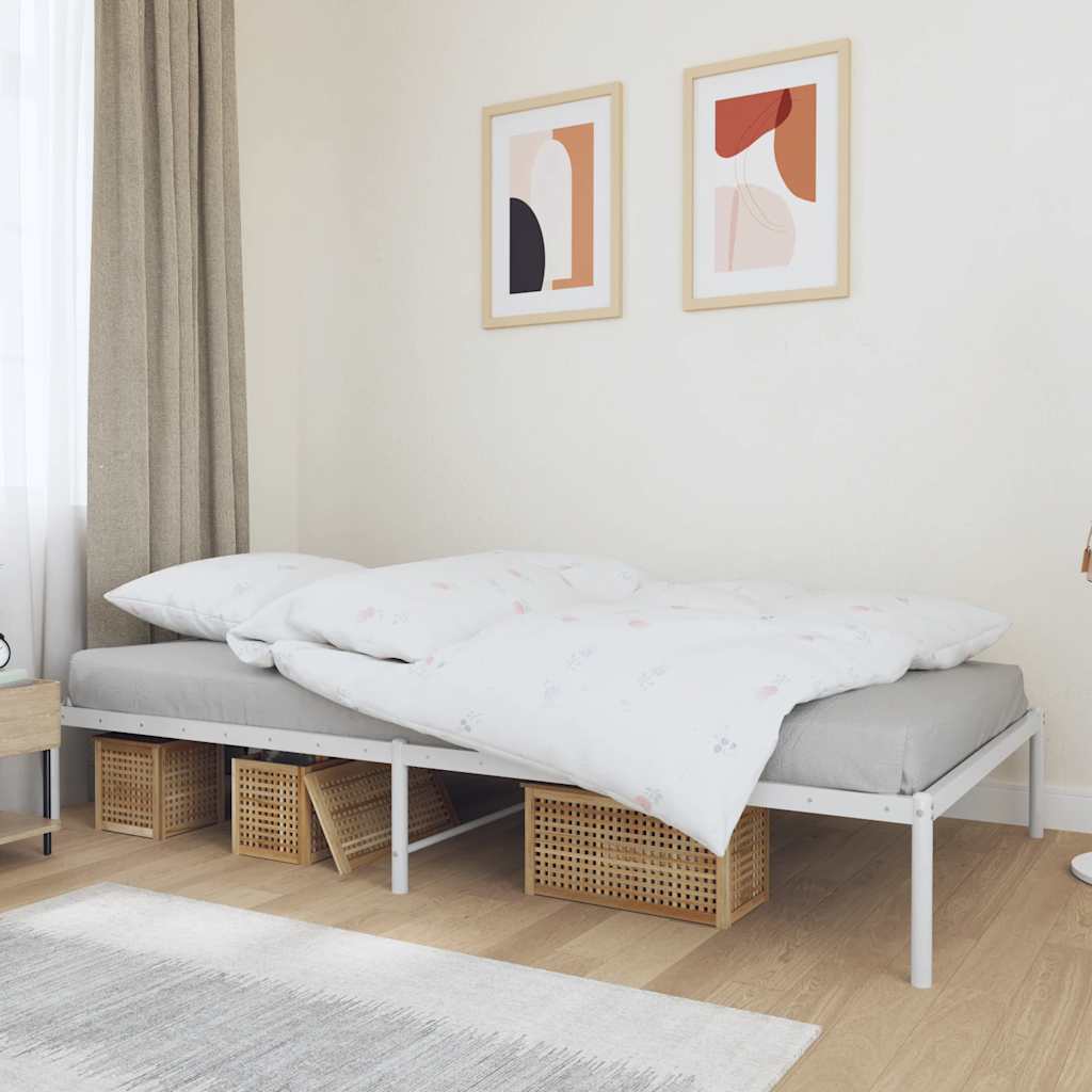 Metal Bed Frame without Mattress White 107x203cm