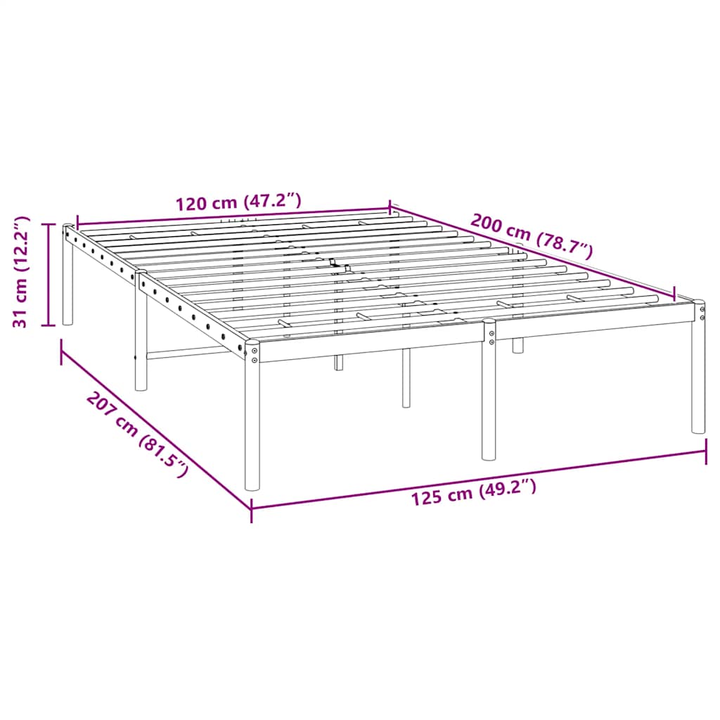 Metal Bed Frame without Mattress White 120x200cm