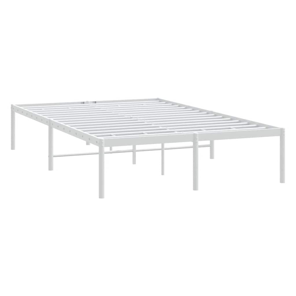 Metal Bed Frame without Mattress White 135x190cm