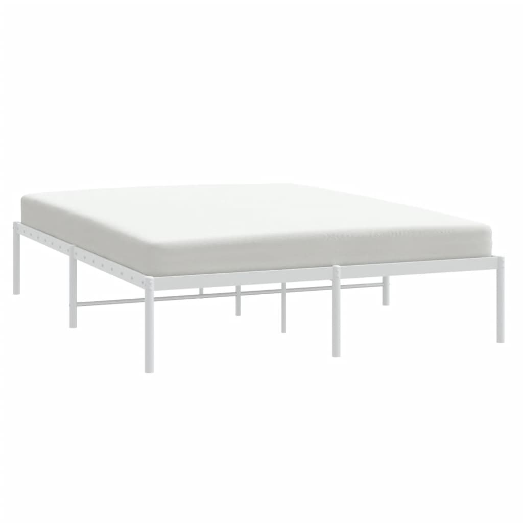 Metal Bed Frame without Mattress White 140x190cm