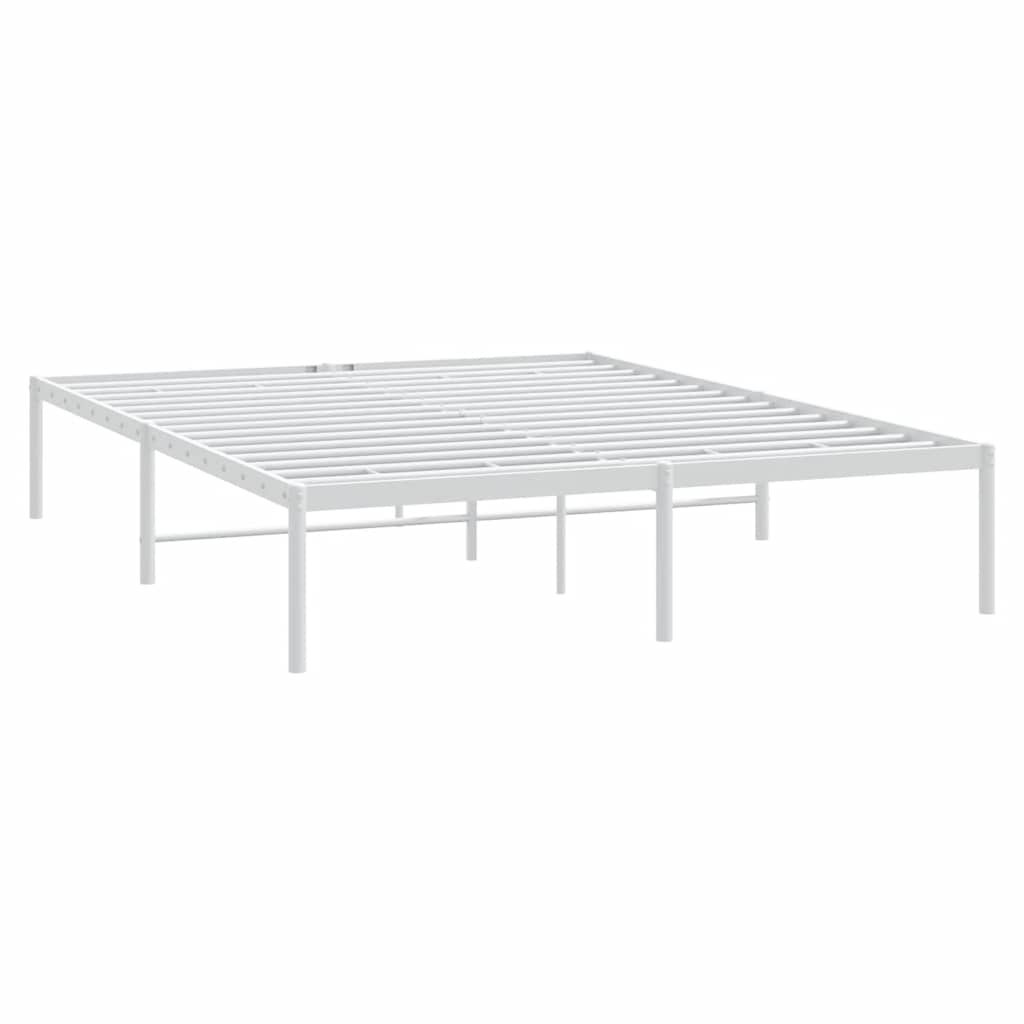 Metal Bed Frame without Mattress White 150x200cm