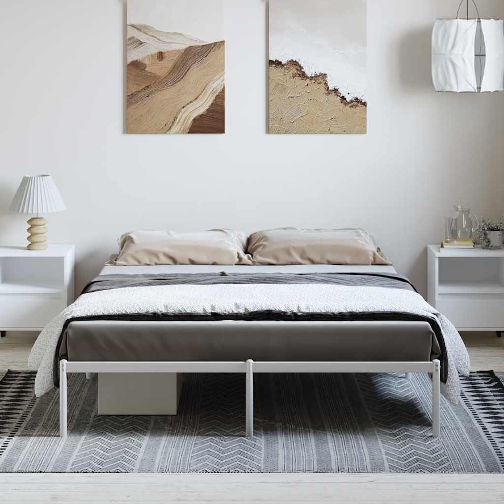 Metal Bed Frame without Mattress White 150x200cm