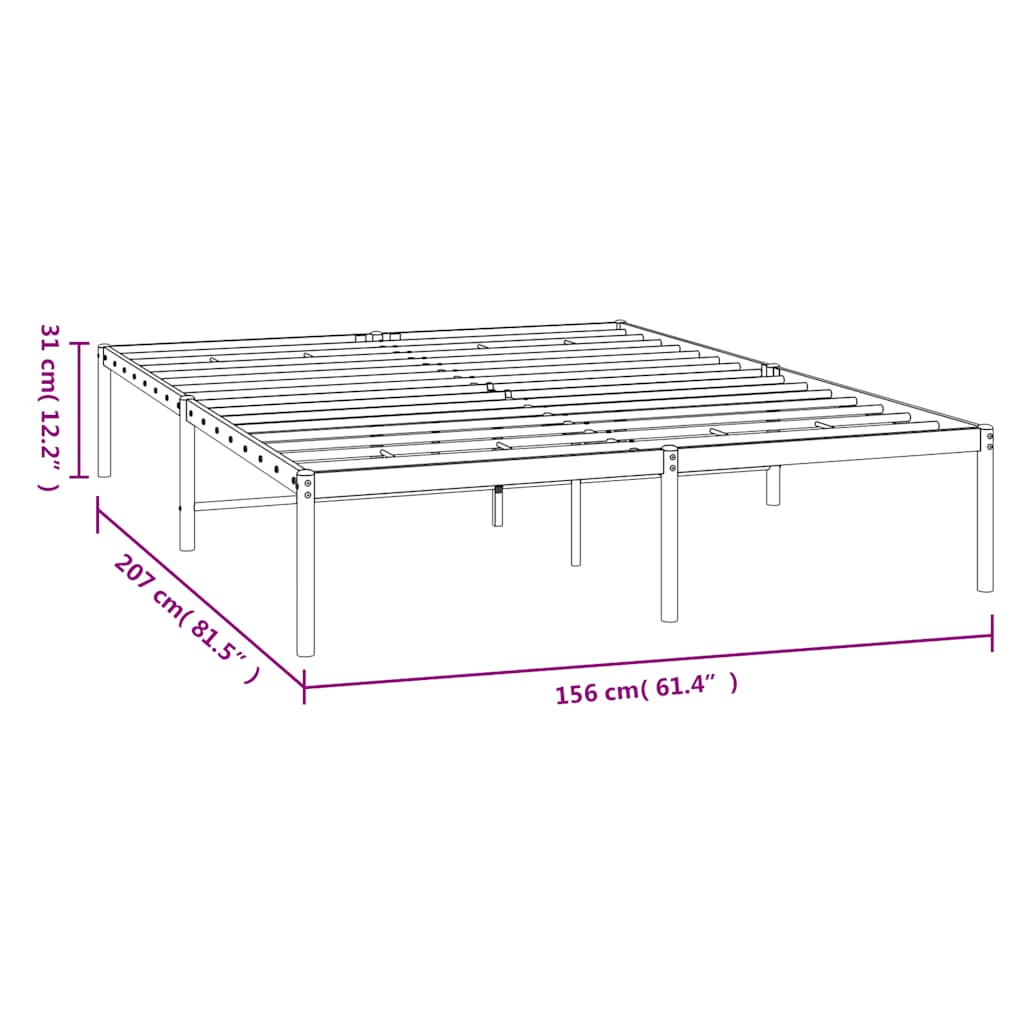 Metal Bed Frame without Mattress White 150x200cm