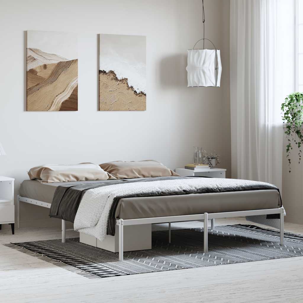 Metal Bed Frame without Mattress White 150x200cm