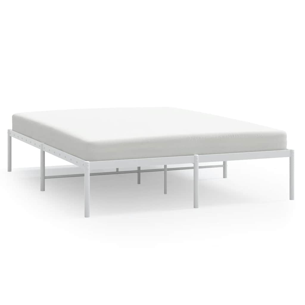 Metal Bed Frame without Mattress White 160x200cm