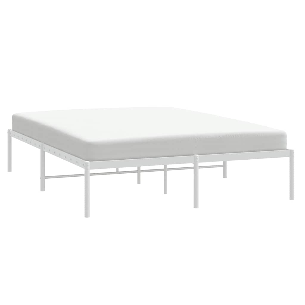 Metal Bed Frame without Mattress White 160x200cm