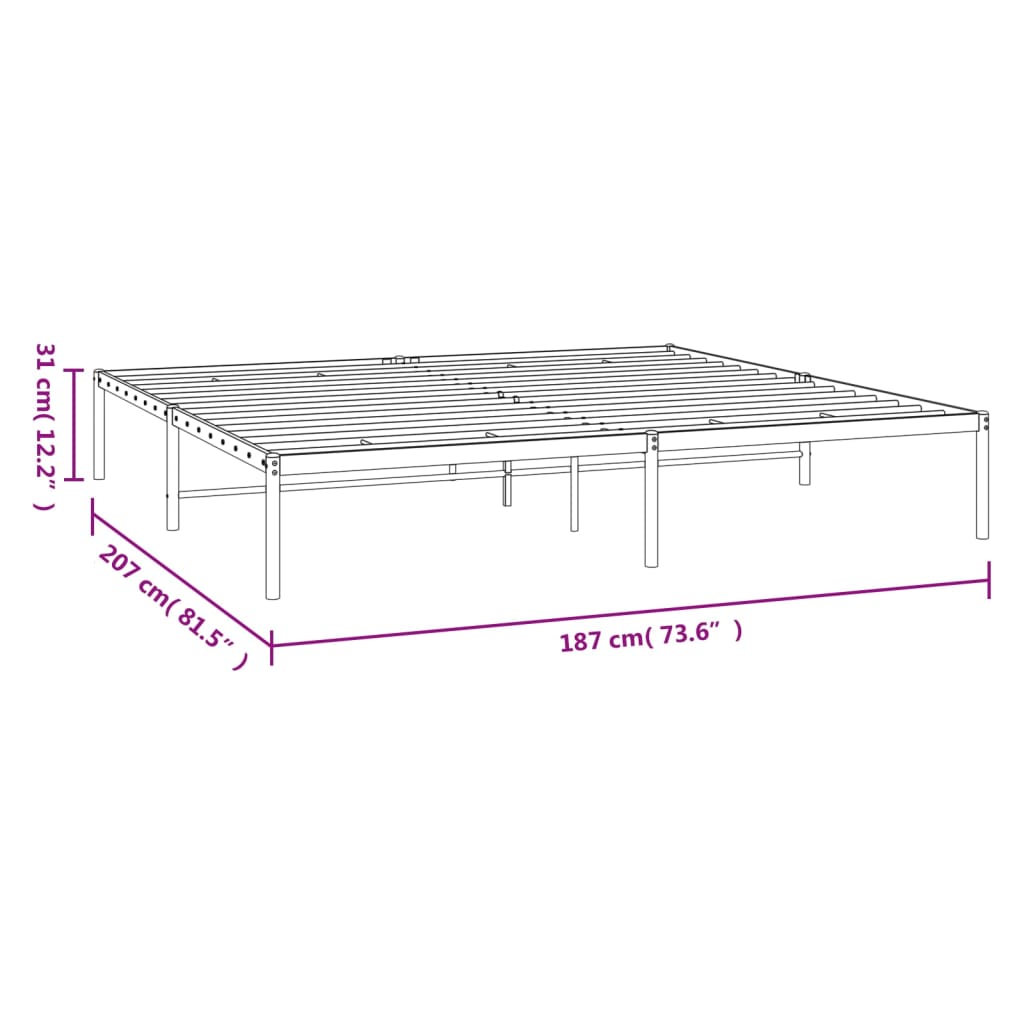 Metal Bed Frame without Mattress White 180x200cm