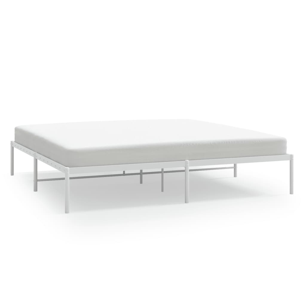 Metal Bed Frame without Mattress White 193x203cm