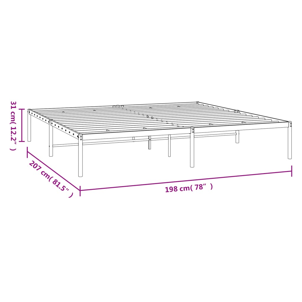 Metal Bed Frame without Mattress White 193x203cm