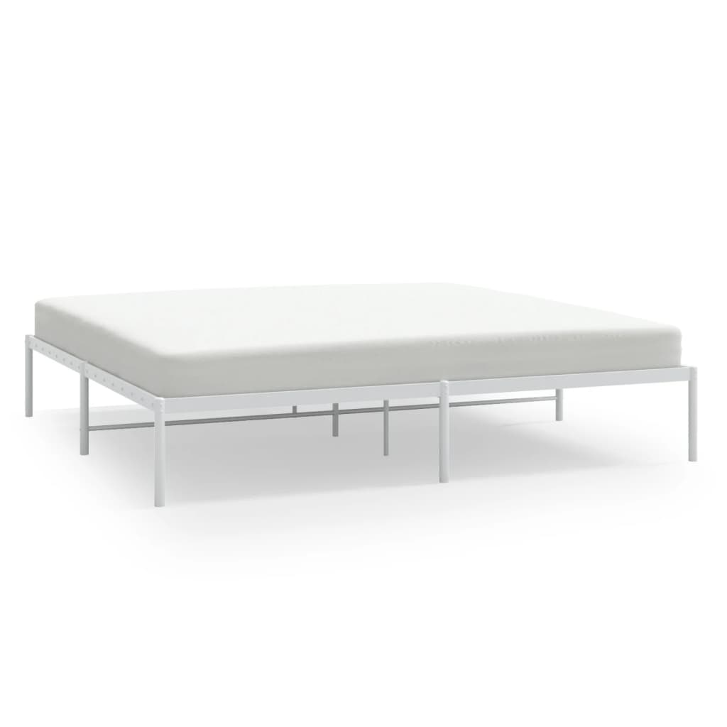 Metal Bed Frame without Mattress White 200x200cm