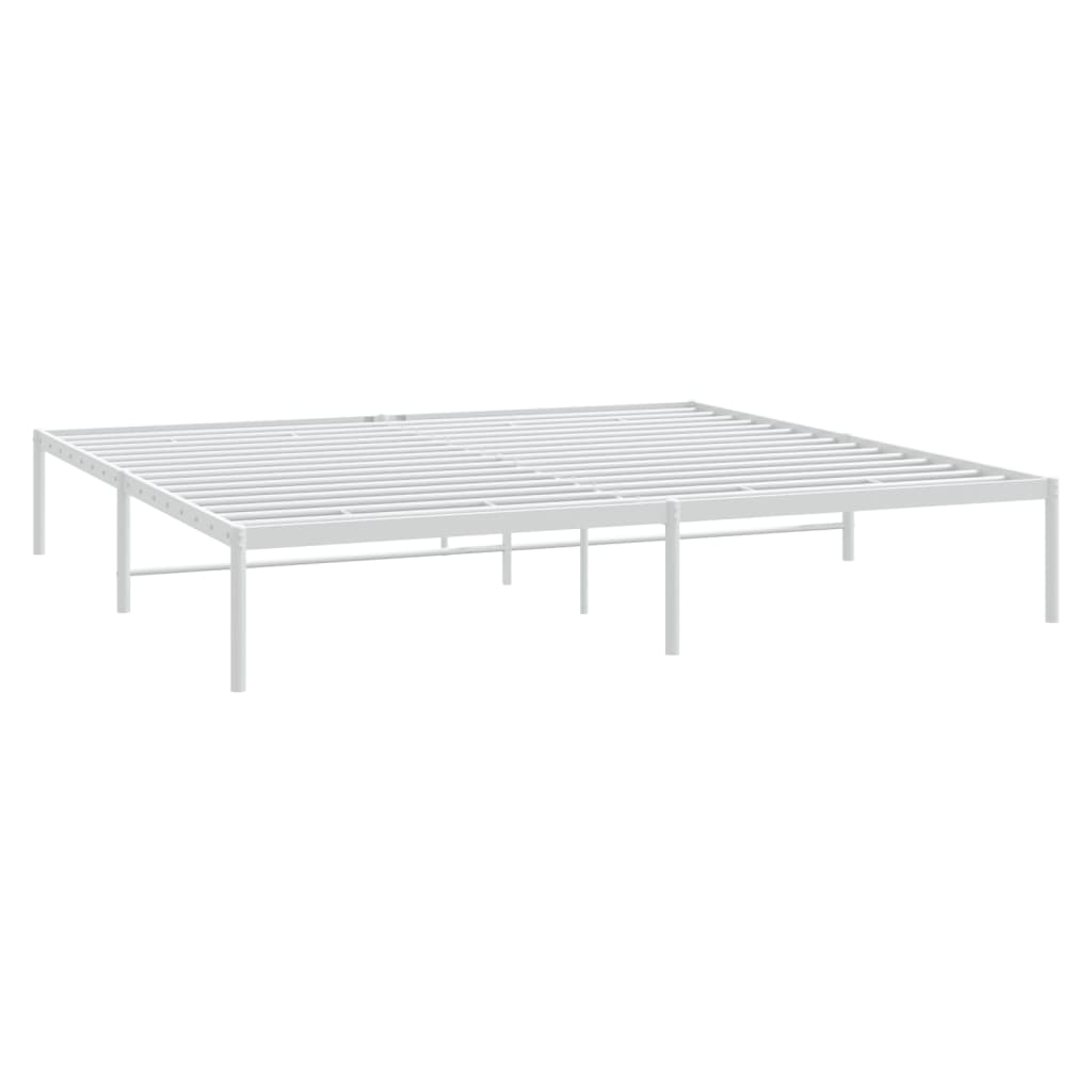 Metal Bed Frame without Mattress White 200x200cm