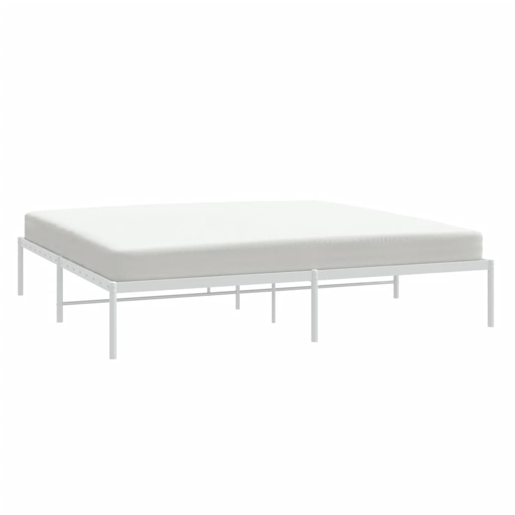 Metal Bed Frame without Mattress White 200x200cm