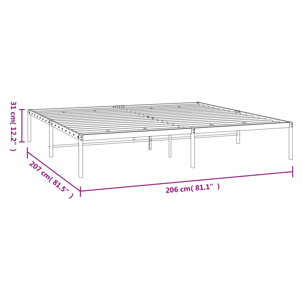 Metal Bed Frame without Mattress White 200x200cm