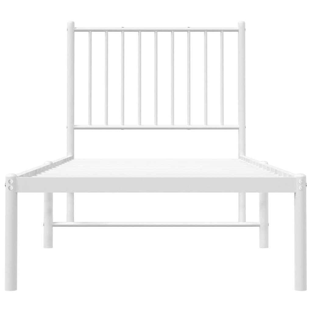 Metal Bed Frame without Mattress with Headboard White 75x190cm