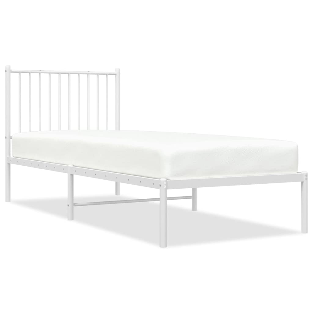 Metal Bed Frame without Mattress with Headboard White 80x200cm