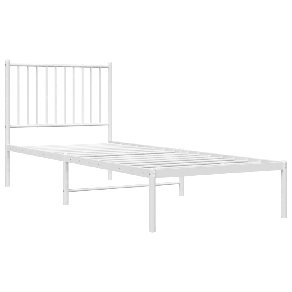 Metal Bed Frame without Mattress with Headboard White 80x200cm