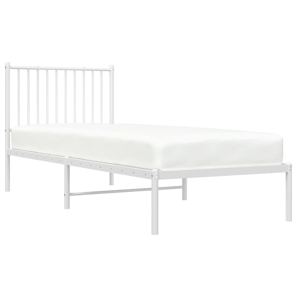 Metal Bed Frame without Mattress with Headboard White 80x200cm