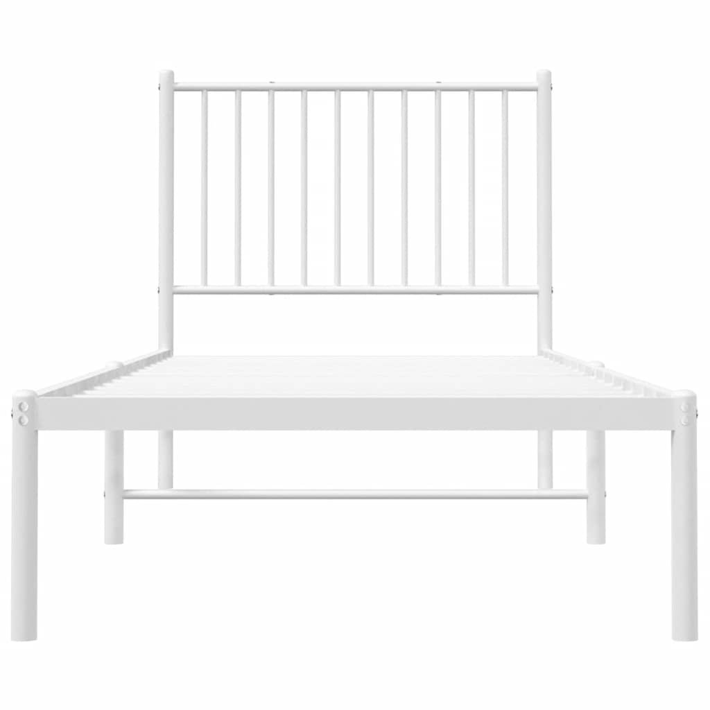 Metal Bed Frame without Mattress with Headboard White 80x200cm
