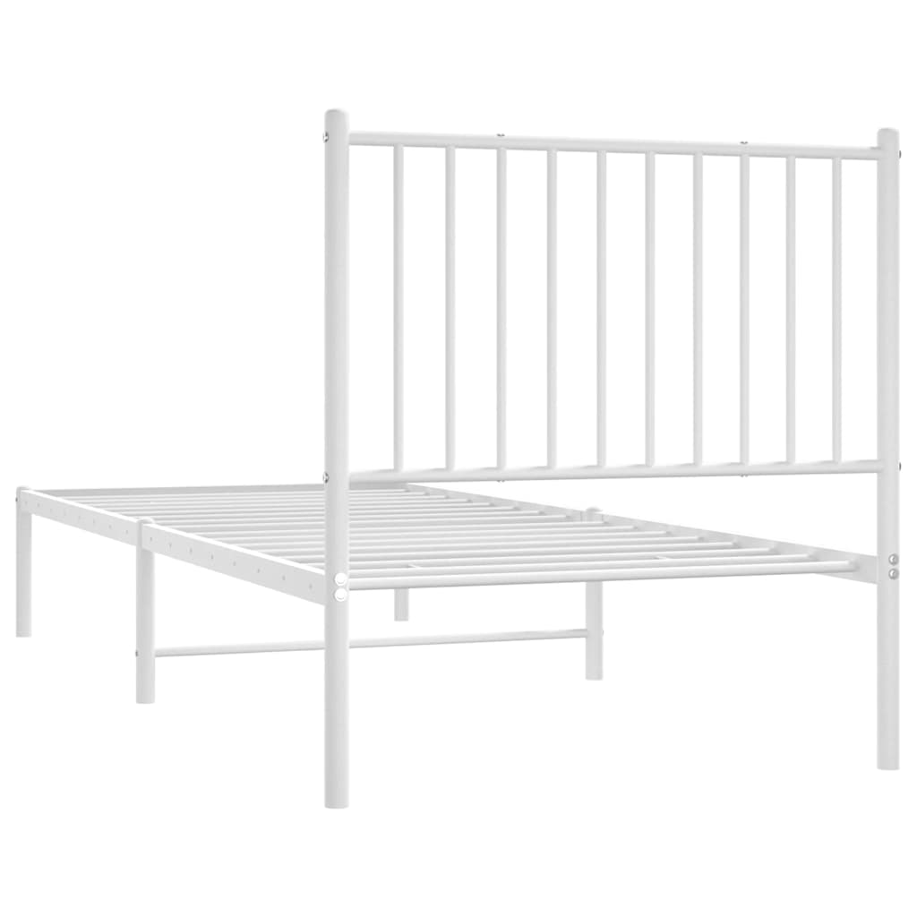 Metal Bed Frame without Mattress with Headboard White 80x200cm