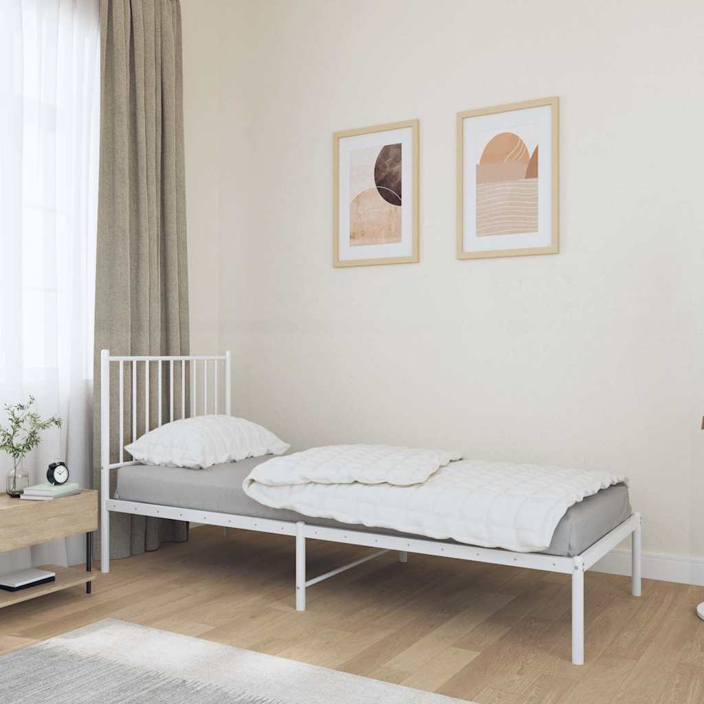 Metal Bed Frame without Mattress with Headboard White 80x200cm